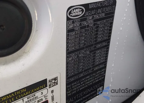 2022 Land Rover Range Rover Velar P250 R-Dynamic S из США, поврежденный, VIN SALYT2EX6NA330215